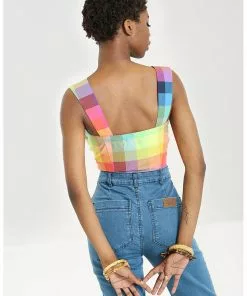 Hell Bunny Lucia 60's Rainbow Crop Top Multi