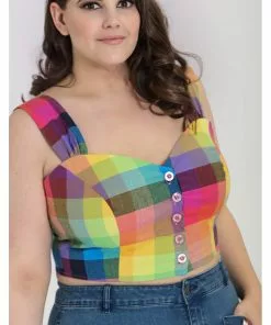 Hell Bunny Lucia 60's Rainbow Crop Top Multi