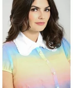 New In Hell Bunny Halo 60's Rainbow Blouse Multi