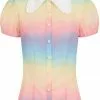New In Hell Bunny Halo 60's Rainbow Blouse Multi