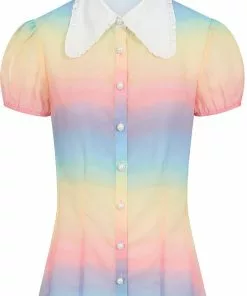 New In Hell Bunny Halo 60's Rainbow Blouse Multi