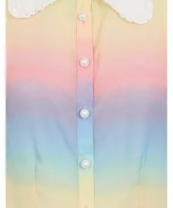 New In Hell Bunny Halo 60's Rainbow Blouse Multi 12 New In Hell Bunny Halo 60's Rainbow Blouse Multi