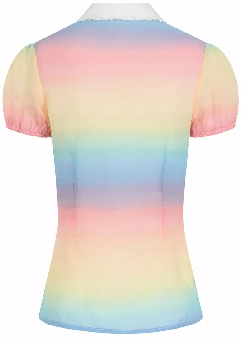 New In Hell Bunny Halo 60's Rainbow Blouse Multi 7 New In Hell Bunny Halo 60's Rainbow Blouse Multi
