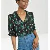 New In Hell Bunny Good Luck 40's Blouse Black