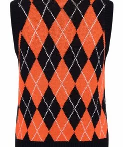 Hell Bunny Rhombus Vest 60's Top Black Orange New In