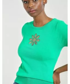 Hell Bunny Flower Power 60's Top Green