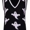 New In Hell Bunny Ghost 60's Vest Top Black