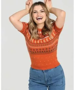 Hell Bunny Vixey 60's Jumper Brown 19 Hell Bunny Vixey 60's Jumper Brown