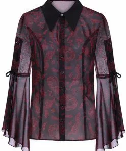 Hell Bunny Clarice Snake 70's Blouse Black