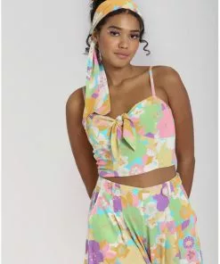 New In Hell Bunny Florette 60's Crop Top In Multi 11 New In Hell Bunny Florette 60's Crop Top In Multi