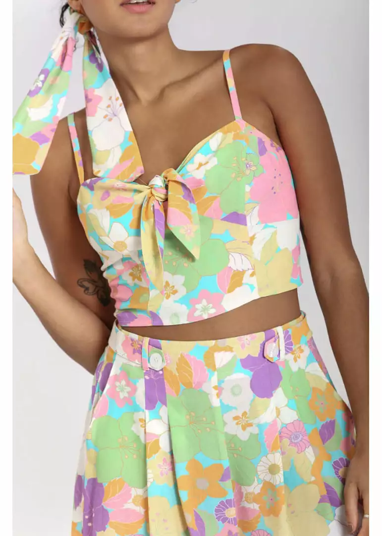 New In Hell Bunny Florette 60's Crop Top In Multi 4 New In Hell Bunny Florette 60's Crop Top In Multi