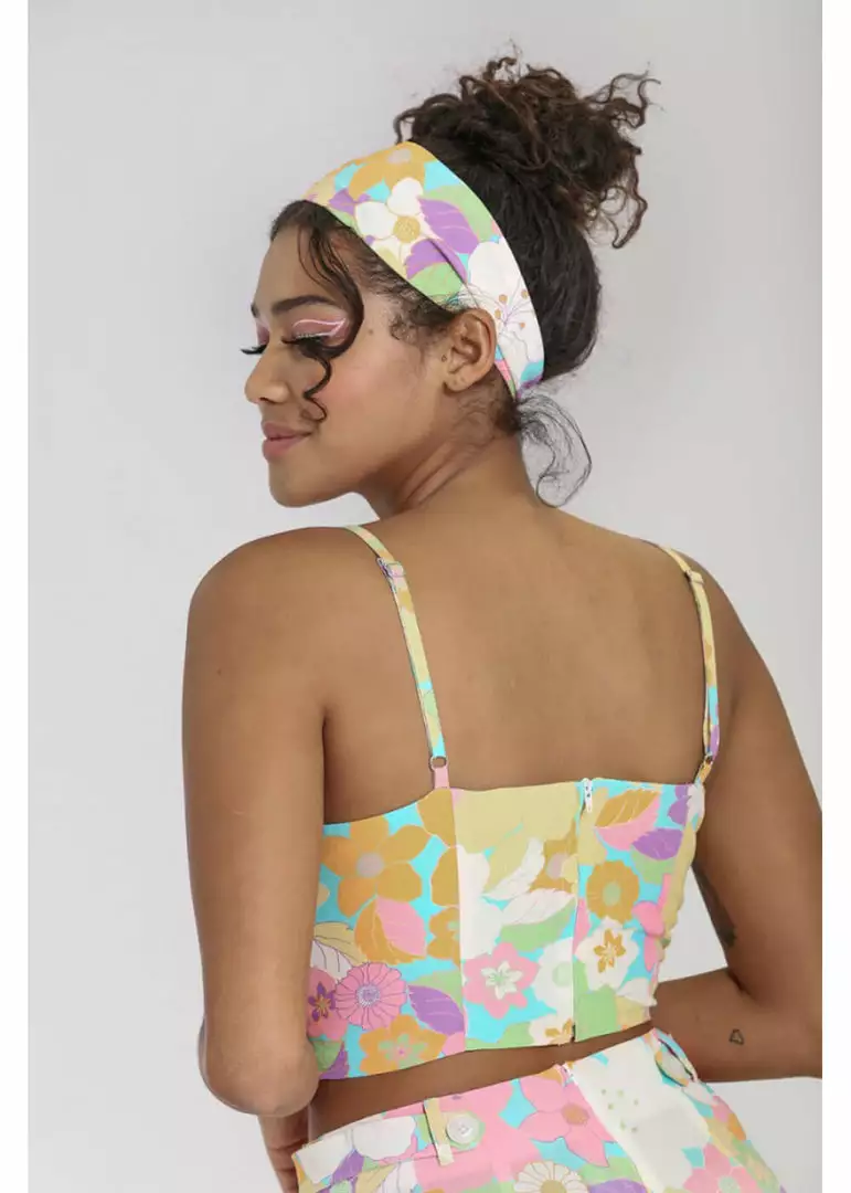 New In Hell Bunny Florette 60's Crop Top In Multi 5 New In Hell Bunny Florette 60's Crop Top In Multi