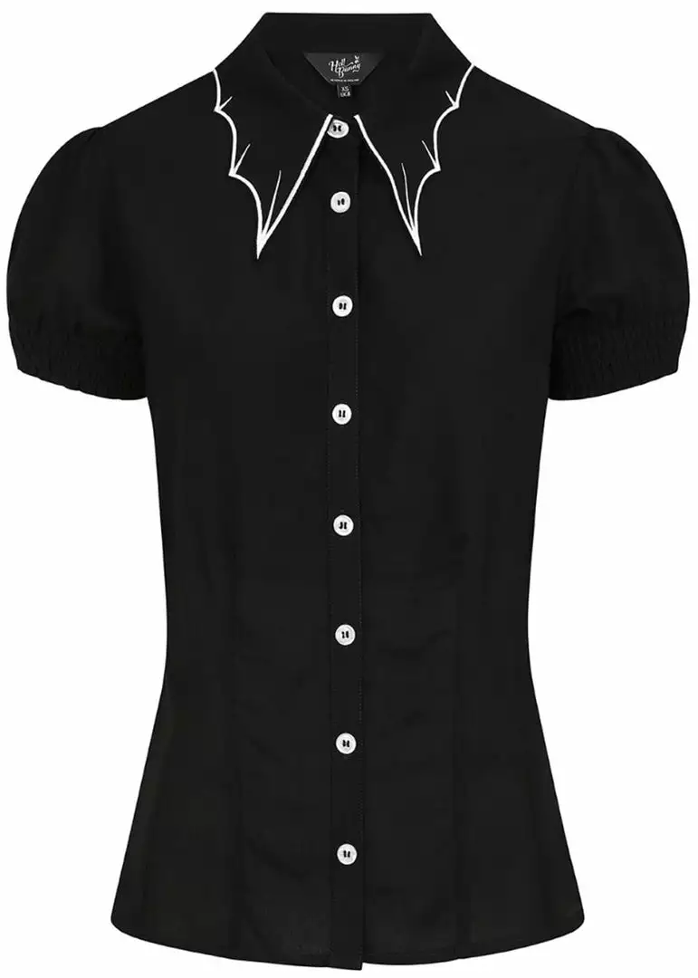 Hell Bunny Drusilla Bat 40's Blouse Black White New In 3 Hell Bunny Drusilla Bat 40's Blouse Black White New In