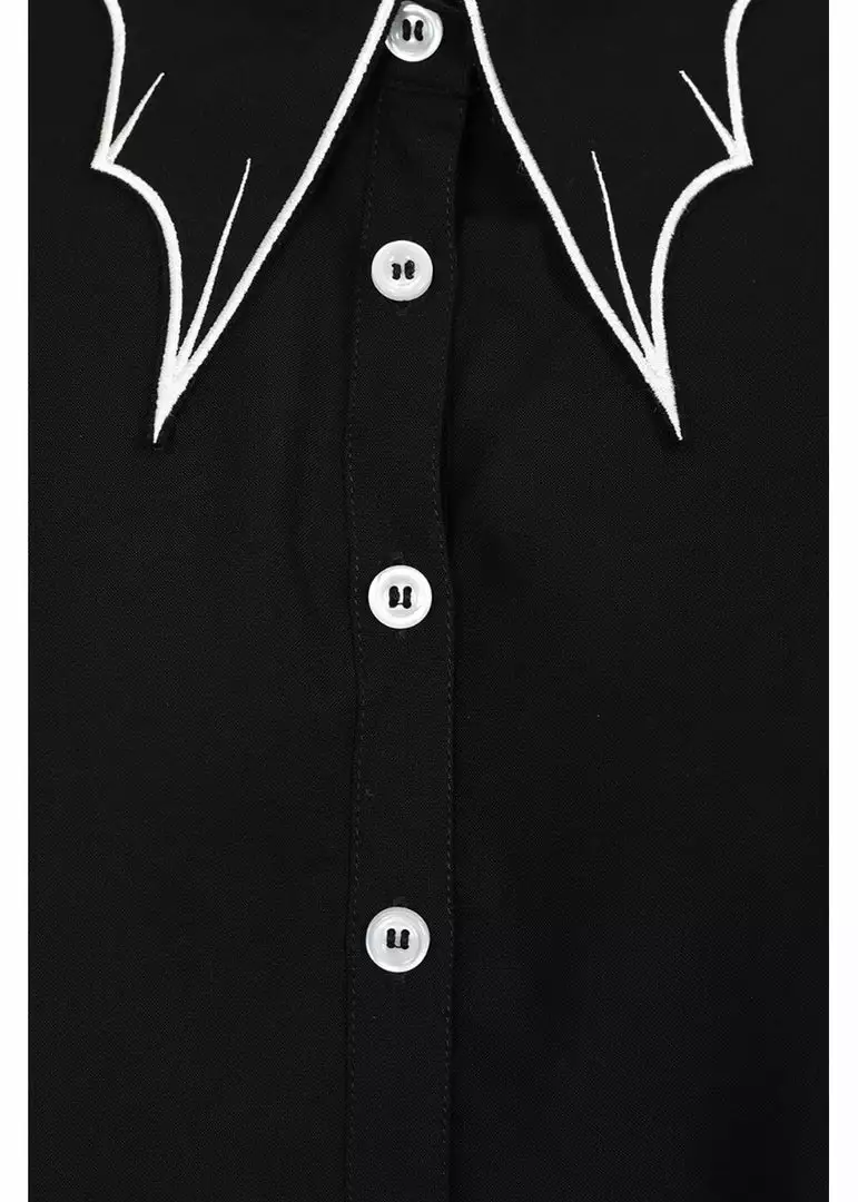 Hell Bunny Drusilla Bat 40's Blouse Black White New In 6 Hell Bunny Drusilla Bat 40's Blouse Black White New In