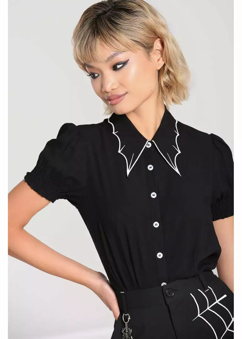 Hell Bunny Drusilla Bat 40's Blouse Black White New In 4 Hell Bunny Drusilla Bat 40's Blouse Black White New In