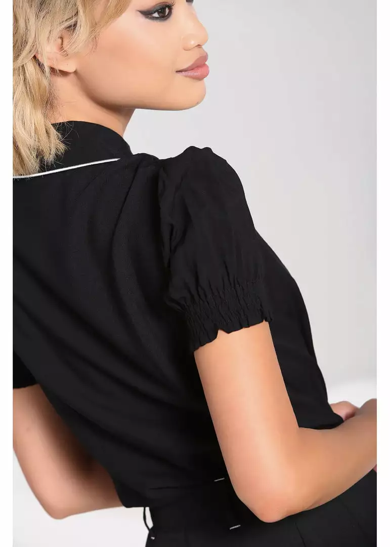 Hell Bunny Drusilla Bat 40's Blouse Black White New In 11 Hell Bunny Drusilla Bat 40's Blouse Black White New In