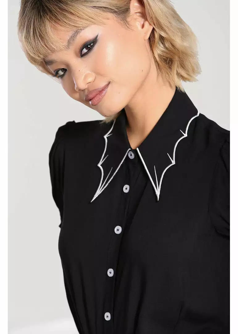 Hell Bunny Drusilla Bat 40's Blouse Black White New In 10 Hell Bunny Drusilla Bat 40's Blouse Black White New In
