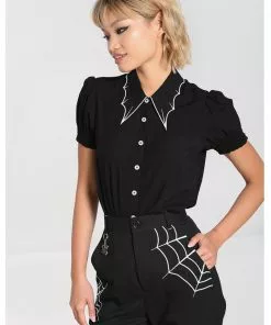 Hell Bunny Drusilla Bat 40's Blouse Black White New In 18 Hell Bunny Drusilla Bat 40's Blouse Black White New In