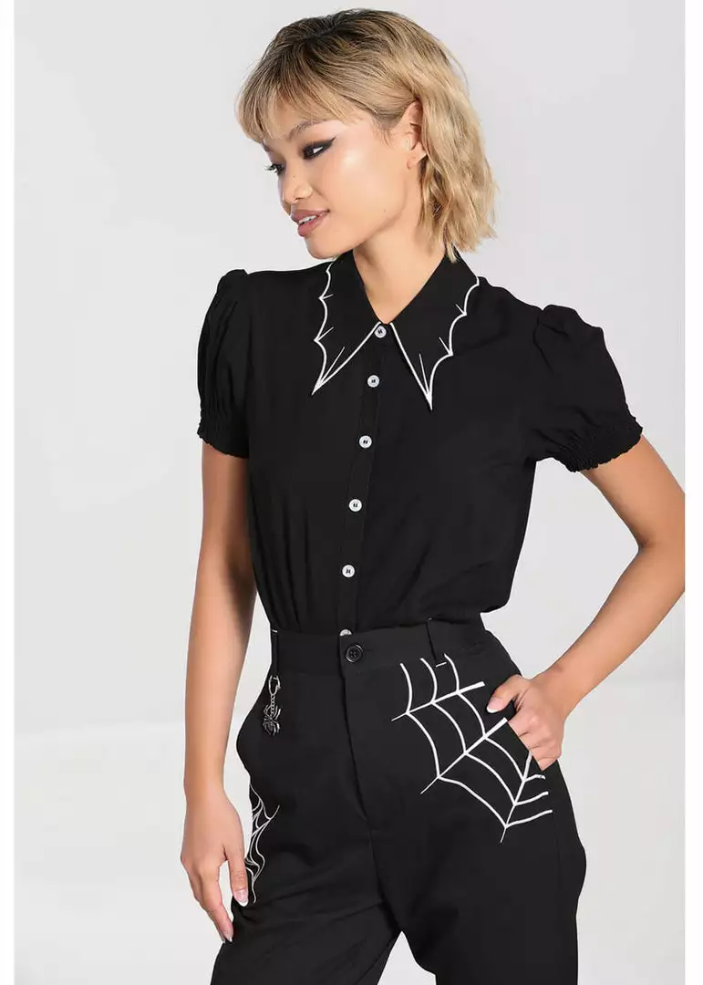 Hell Bunny Drusilla Bat 40's Blouse Black White New In 9 Hell Bunny Drusilla Bat 40's Blouse Black White New In