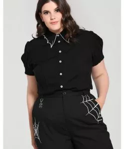 Hell Bunny Drusilla Bat 40's Blouse Black White New In 14 Hell Bunny Drusilla Bat 40's Blouse Black White New In