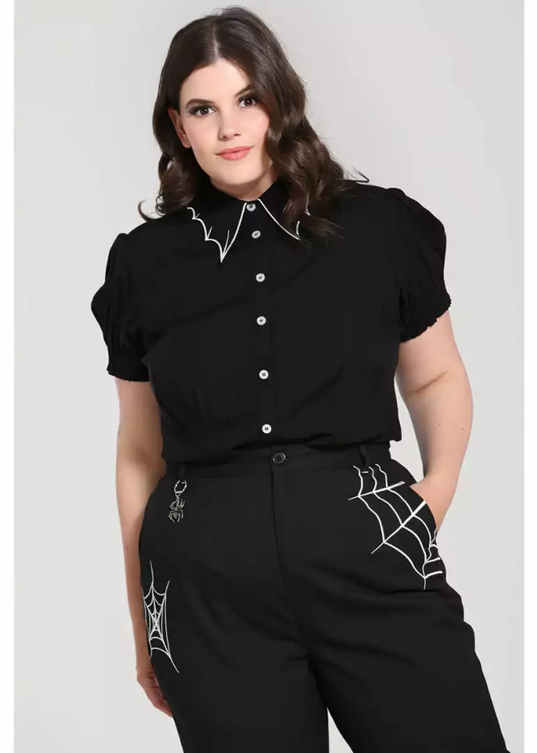 Hell Bunny Drusilla Bat 40's Blouse Black White New In 5 Hell Bunny Drusilla Bat 40's Blouse Black White New In