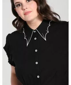 Hell Bunny Drusilla Bat 40's Blouse Black White New In 16 Hell Bunny Drusilla Bat 40's Blouse Black White New In