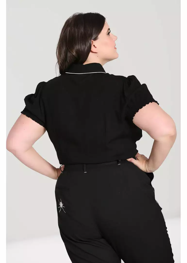 Hell Bunny Drusilla Bat 40's Blouse Black White New In 12 Hell Bunny Drusilla Bat 40's Blouse Black White New In