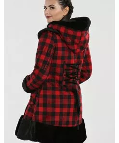 New In Hell Bunny Katie Tartan 60's Coat Black Red