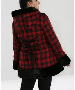 New In Hell Bunny Katie Tartan 60's Coat Black Red
