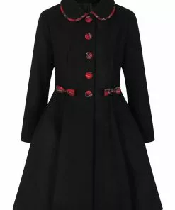 Hell Bunny Tiddlywinks 40's Coat Black New In