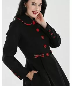 Hell Bunny Tiddlywinks 40's Coat Black New In