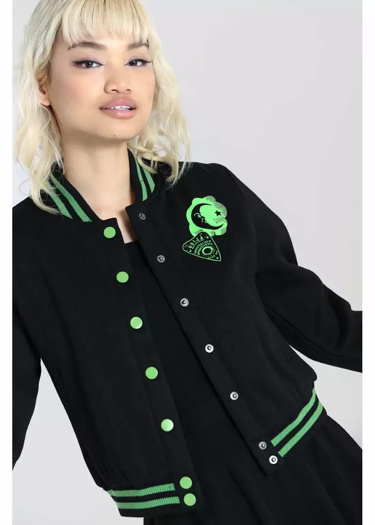 New In Hell Bunny Samara Ouija 50's Jacket Black Green 8 New In Hell Bunny Samara Ouija 50's Jacket Black Green