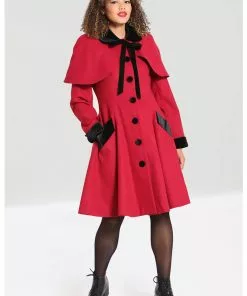 New In Hell Bunny Anouk 40's Coat Burgundy