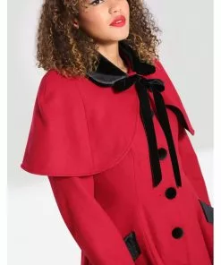 New In Hell Bunny Anouk 40's Coat Burgundy