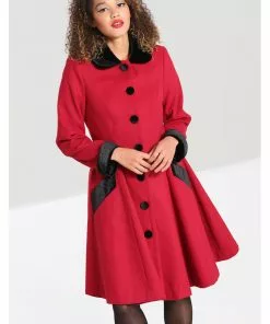 New In Hell Bunny Anouk 40's Coat Burgundy