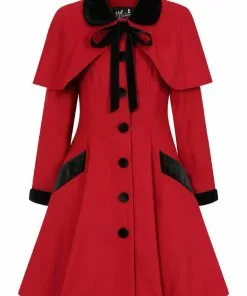 New In Hell Bunny Anouk 40's Coat Burgundy