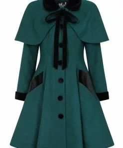 Hell Bunny Anouk 40's Coat Deep Green New In