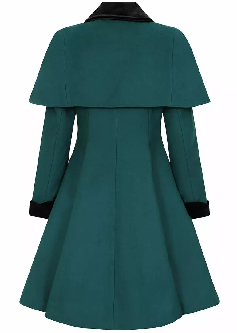 Hell Bunny Anouk 40's Coat Deep Green New In 7 Hell Bunny Anouk 40's Coat Deep Green New In