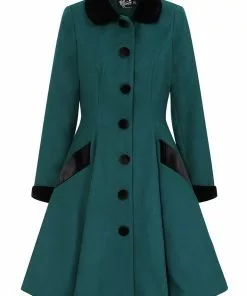 Hell Bunny Anouk 40's Coat Deep Green New In