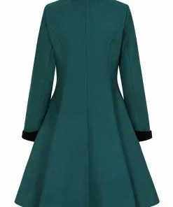 Hell Bunny Anouk 40's Coat Deep Green New In 16 Hell Bunny Anouk 40's Coat Deep Green New In