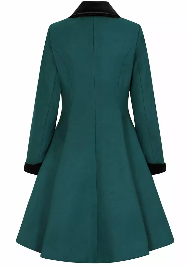 Hell Bunny Anouk 40's Coat Deep Green New In 8 Hell Bunny Anouk 40's Coat Deep Green New In