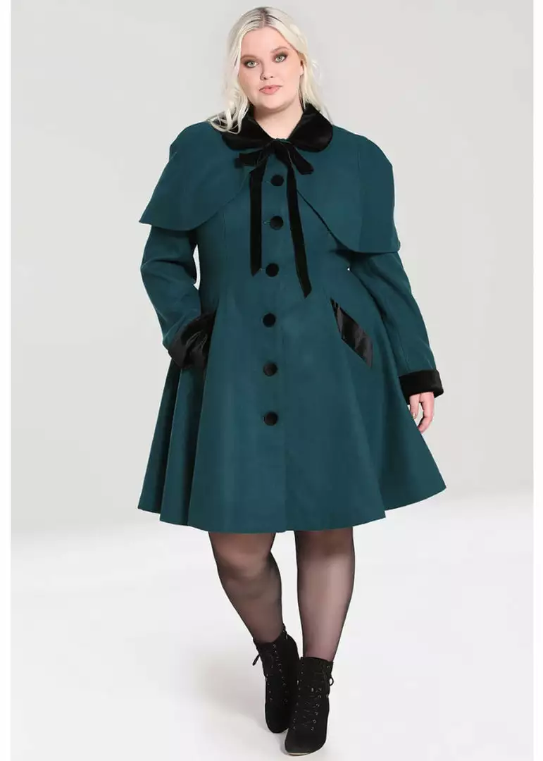 Hell Bunny Anouk 40's Coat Deep Green New In 5 Hell Bunny Anouk 40's Coat Deep Green New In