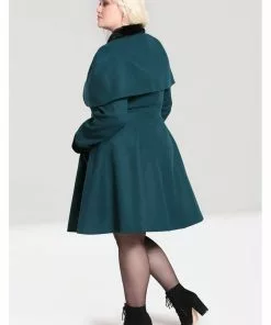 Hell Bunny Anouk 40's Coat Deep Green New In 19 Hell Bunny Anouk 40's Coat Deep Green New In