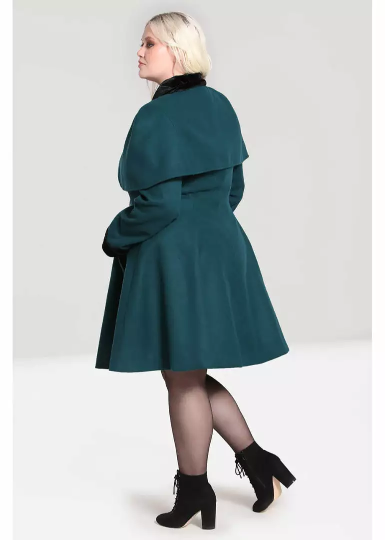 Hell Bunny Anouk 40's Coat Deep Green New In 11 Hell Bunny Anouk 40's Coat Deep Green New In