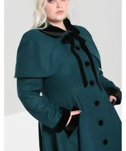 Hell Bunny Anouk 40's Coat Deep Green New In 18 Hell Bunny Anouk 40's Coat Deep Green New In