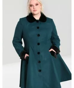 Hell Bunny Anouk 40's Coat Deep Green New In 14 Hell Bunny Anouk 40's Coat Deep Green New In