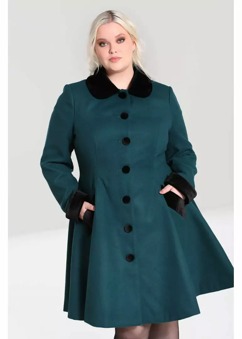 Hell Bunny Anouk 40's Coat Deep Green New In 6 Hell Bunny Anouk 40's Coat Deep Green New In