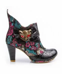 Irregular Choice Miaow Cat Floral Boots Black New In