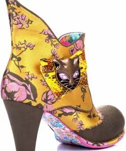 New In Irregular Choice Miaow Cat 70's Boots Yellow Multi