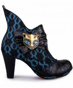 Irregular Choice Miaow Cat 70's Boots Black Blue New In